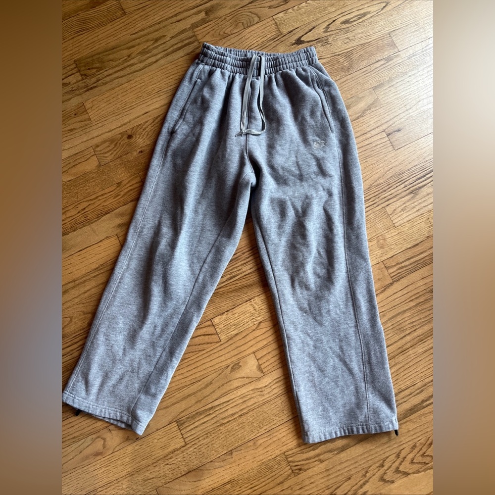 Mens Womens Starter Knitted Sweatpants Dark Grey Heather S 28-30 Zip Hem Pockets